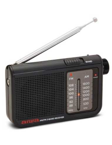 AIWA RS-55BK Radio Portatile Pocket AM/FM colore Nero completo di cuffie,  stuccio e batterie
