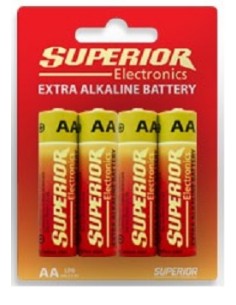 Batteria alcalina Alkaline AA 1.5 V 4 pezzi  Blister Superior