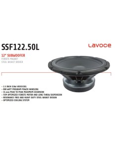 SubWoofer La Voce 12" 8 Ohm   V.C. 2,5'' - Power handling 400 W AES / 800 W Program- Sensitivity 93 dB- Frequency range 40 - 50