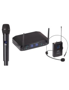 SOUNDSATION WF-U216HP Sistema a Radiomicrofono Doppio UHF con 16+16 Canali, un microfono palmare e un microfono ad archetto con