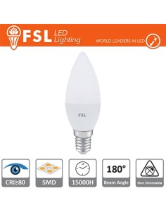 FSL Lampada led e14 5,5w Modello Candela / Oliva luce calda 460 lumen
