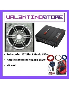 Kit subwoofer Boom Box Sub 10" 450w +Amplificatore Renegade + kit cavi